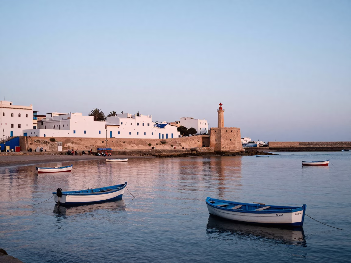 Dawn Light in Essaouira at Nautical Dawn Light in in Essaouira, Morocco
