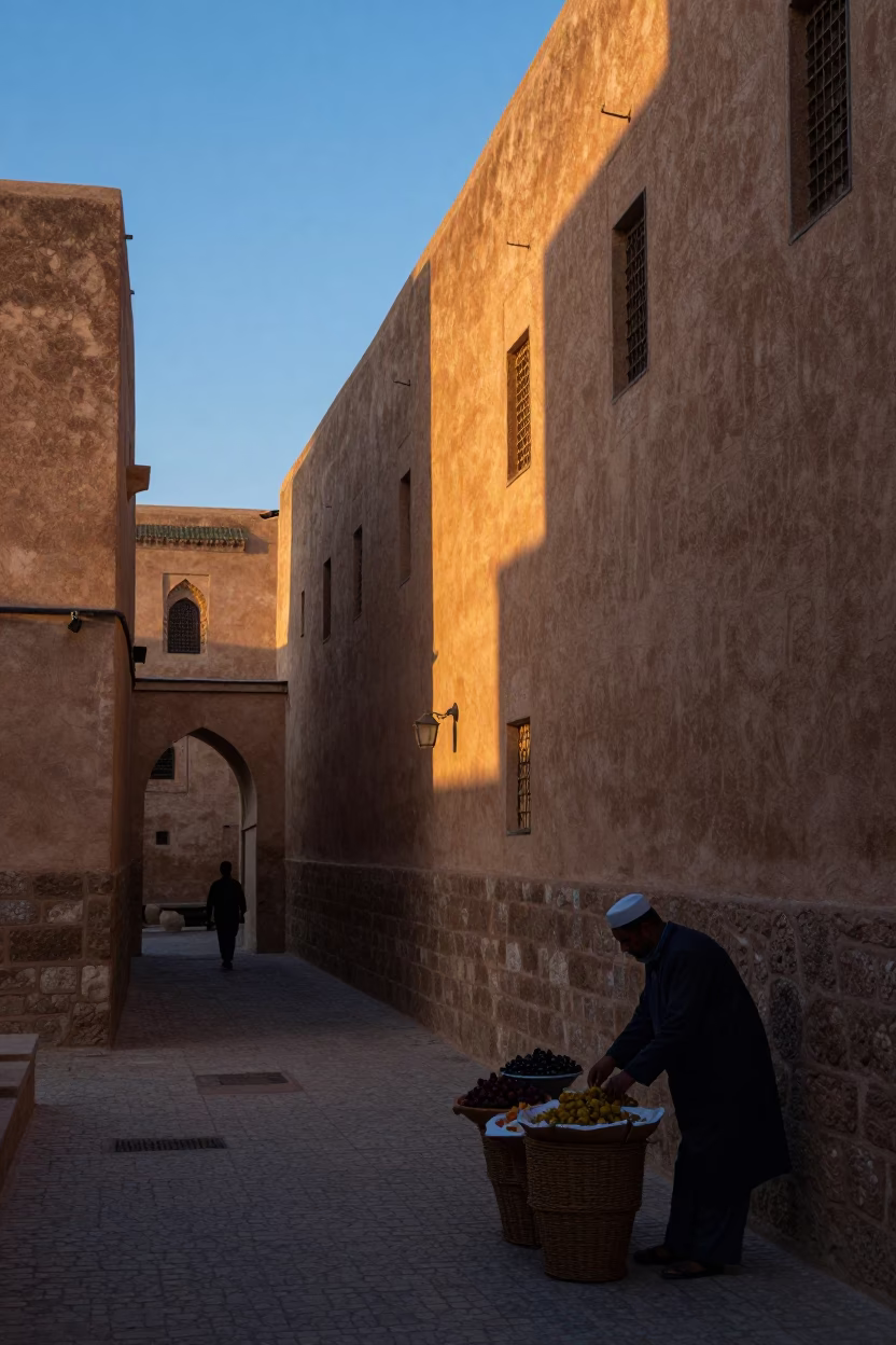 Dawn Light in Fez at First Light Of Dawn in in Fez, Morocco