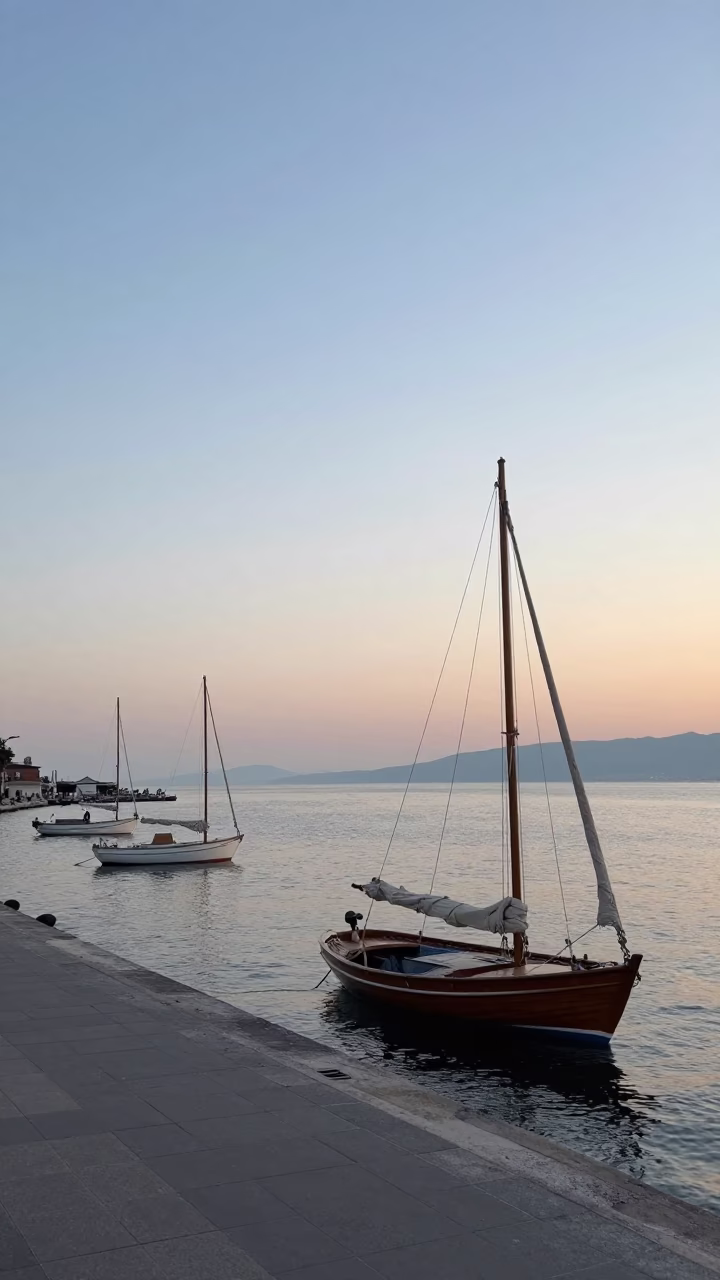 Dawn Light in Izmir at Nautical Dawn Light in in Izmir, Turkey