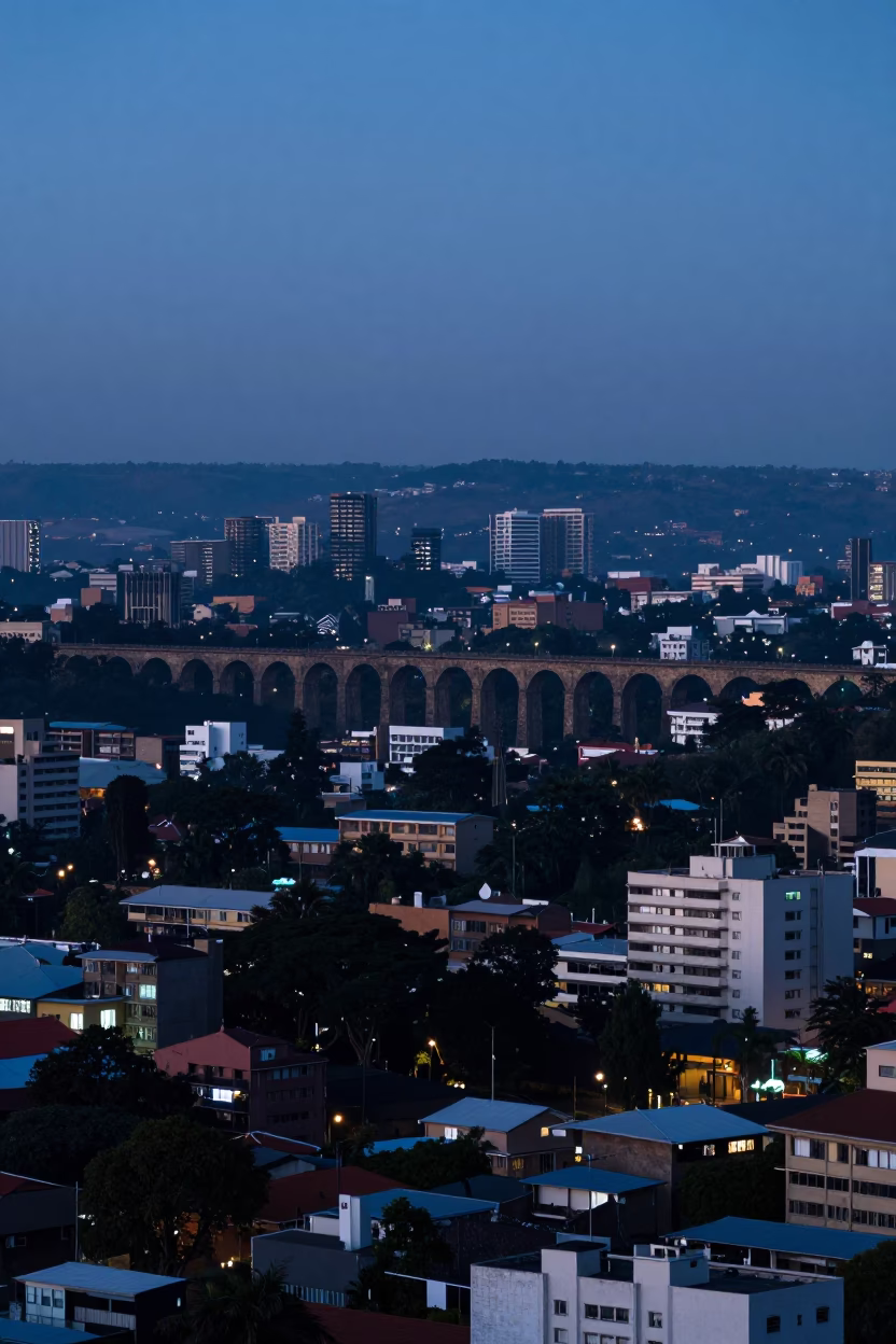 Dawn Light in Johannesburg at The Still Hours Before Dawn Light in in Johannesburg, South Africa