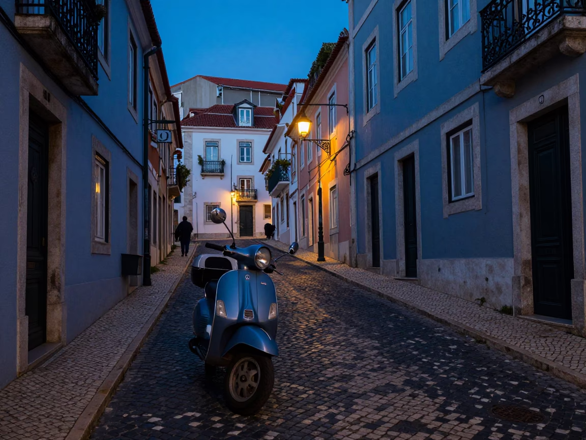 Dawn Light in Lisbon at The Still Hours Before Dawn Light in in Lisbon, Portugal