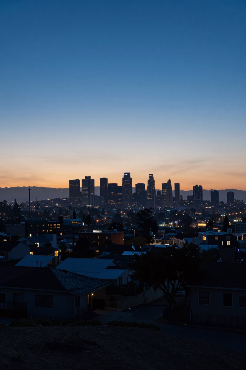 Dawn Light in Los Angeles at The Still Hours Before Dawn Light in in Los Angeles, California, United States