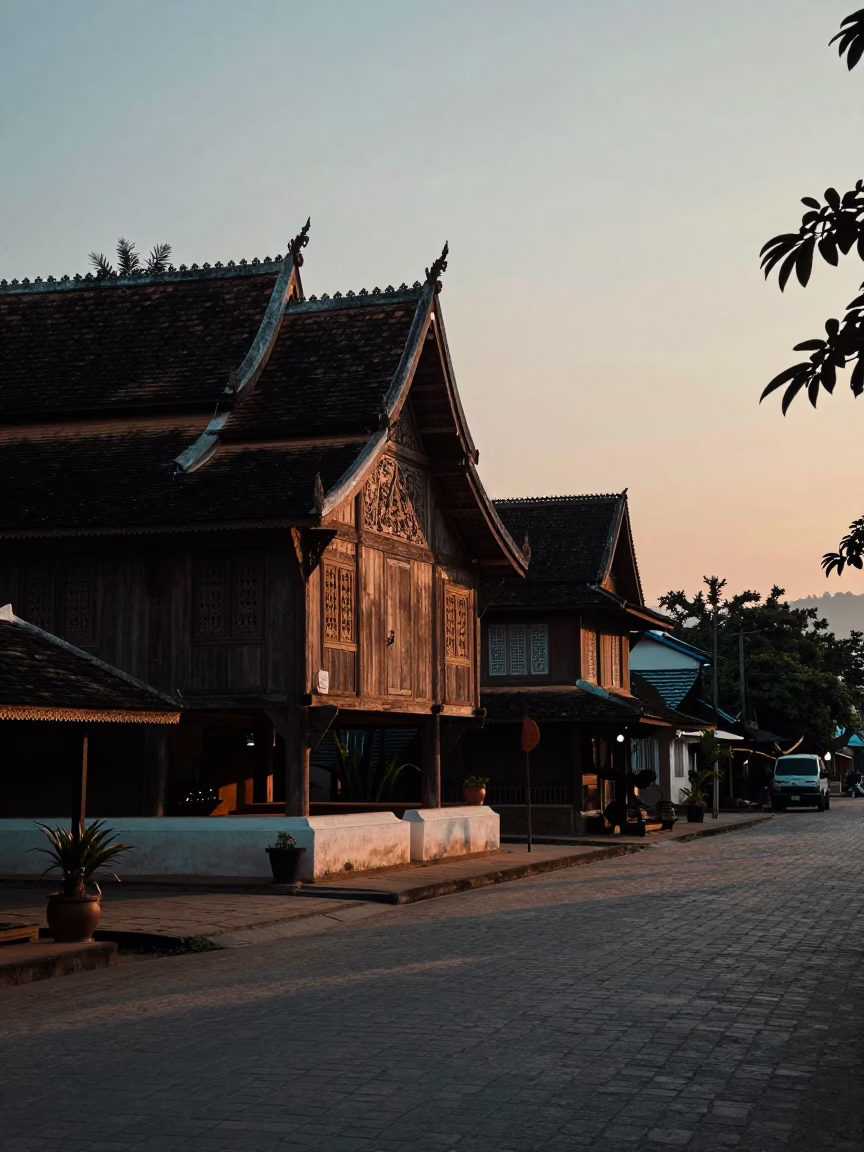 Dawn Light in Luang Prabang at Nautical Dawn Light in in Luang Prabang, Laos