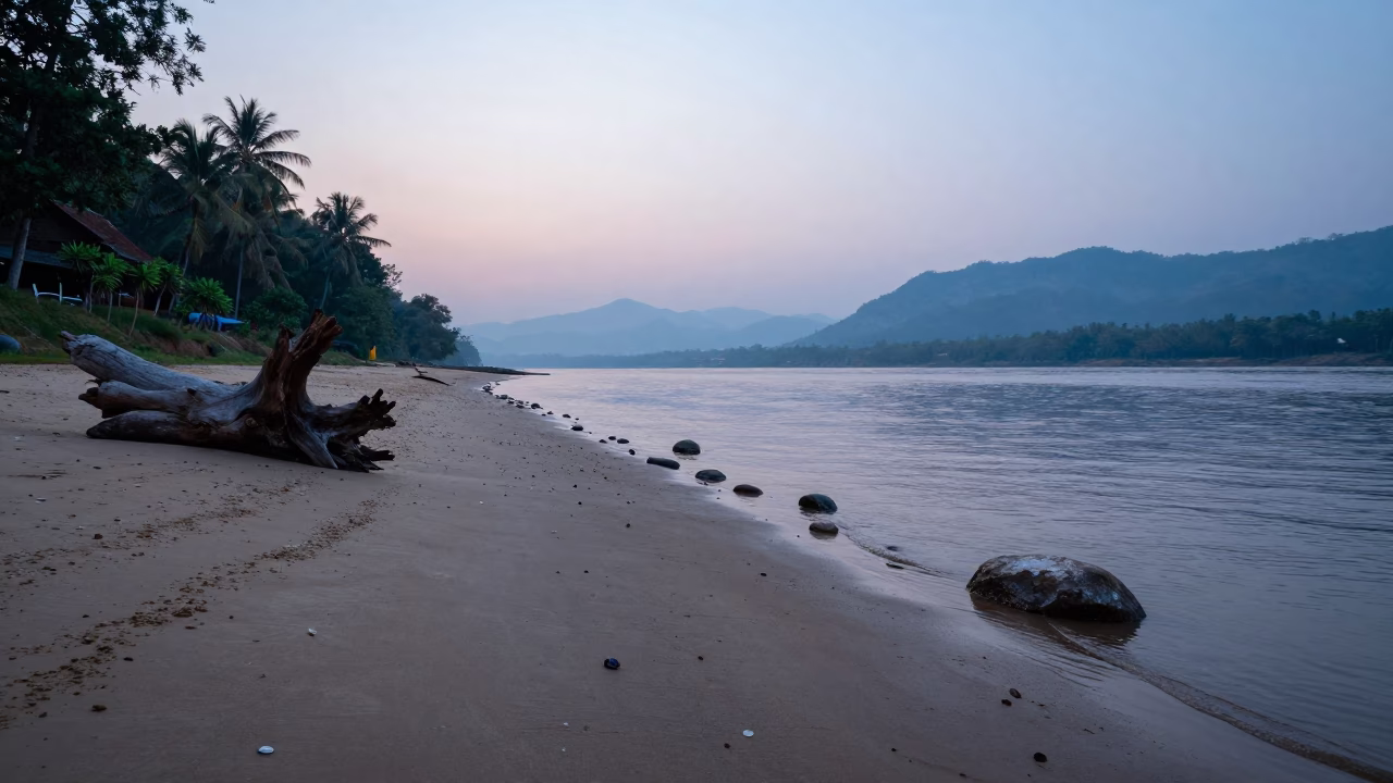 Dawn Light in Luang Prabang at Sunrise Light in in Luang Prabang, Laos