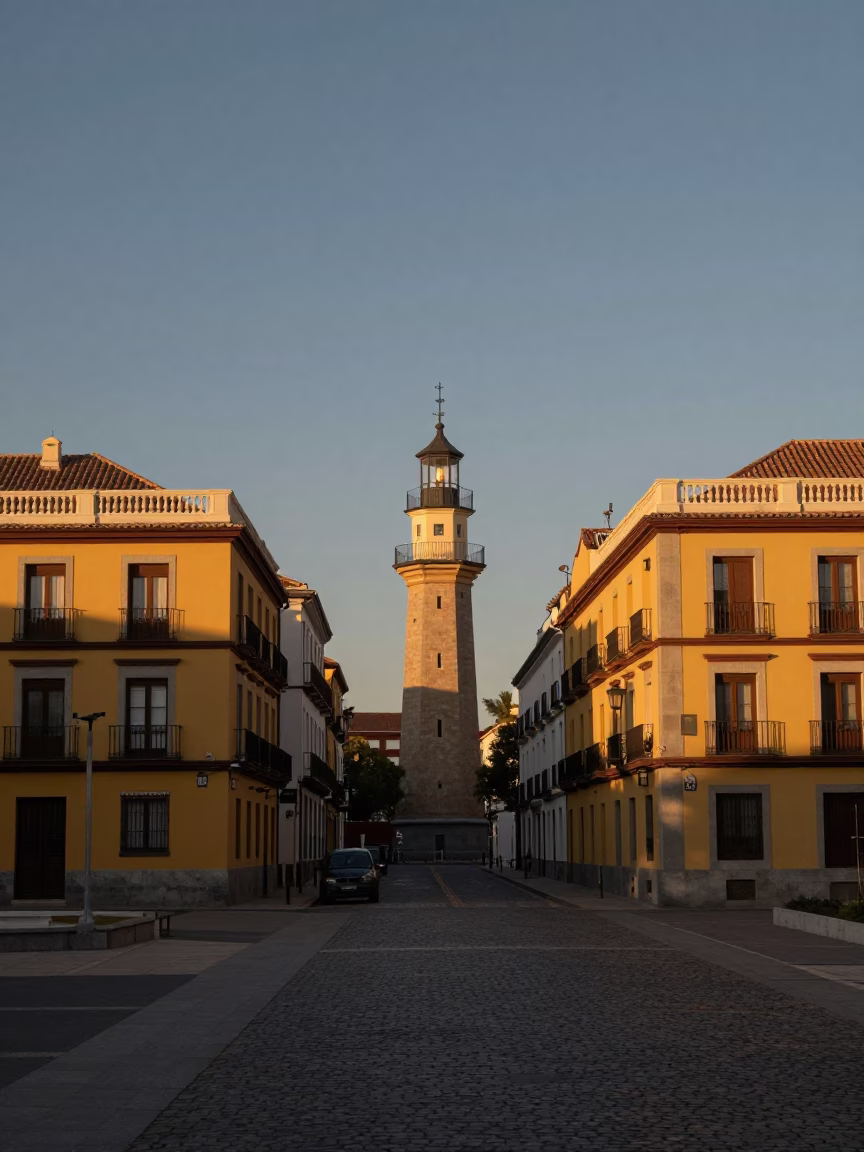 Dawn Light in Madrid at Nautical Dawn Light in in Madrid, Spain