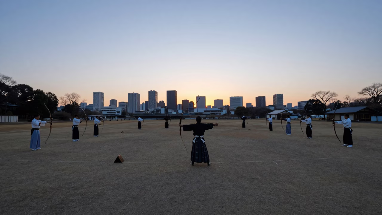 Dawn Light in Osaka at First Light Of Dawn in in Osaka, Japan