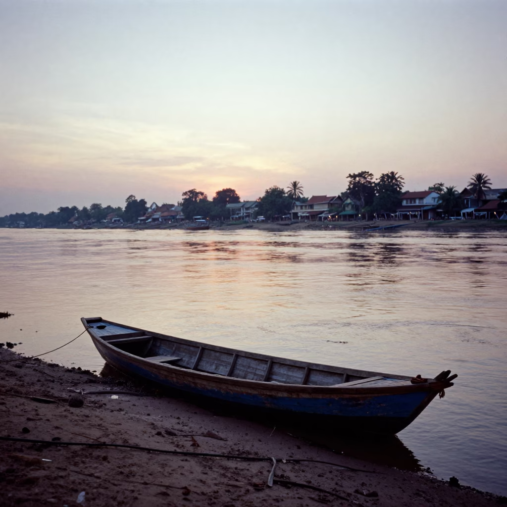 Dawn Light in Phnom Penh at First Light Of Dawn in in Phnom Penh, Cambodia