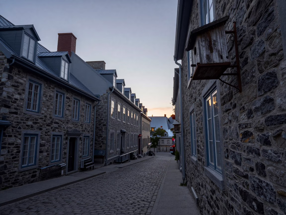Dawn Light in Quebec City at The Still Hours Before Dawn Light in in Quebec City, Quebec, Canada