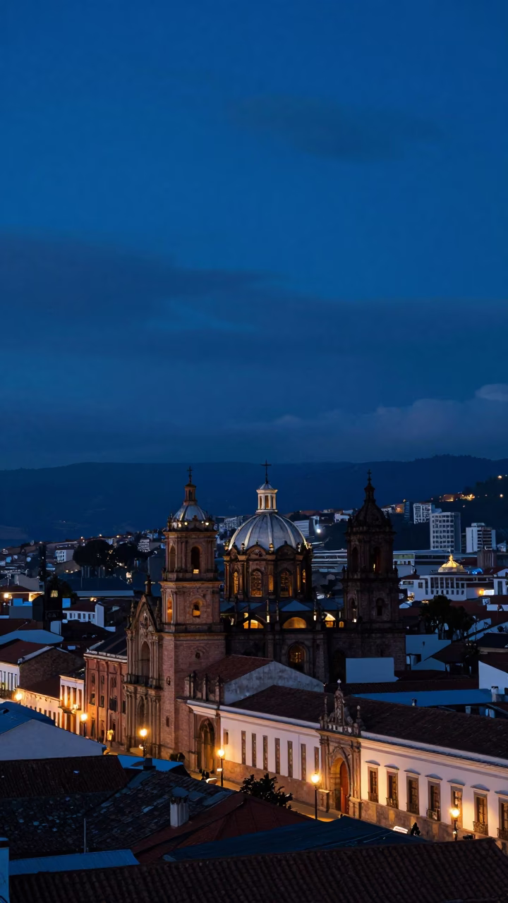 Dawn Light in Quito at The Still Hours Before Dawn Light in in Quito, Ecuador