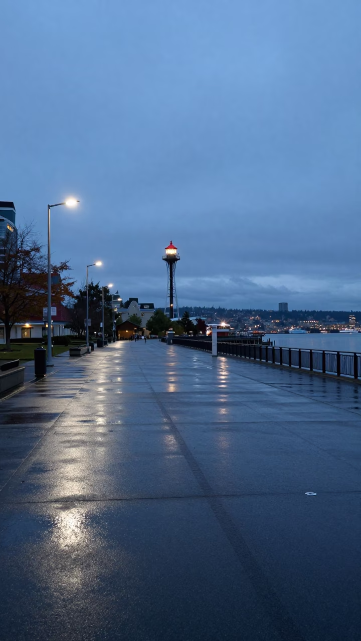 Dawn Light in Seattle at Nautical Dawn Light in in Seattle, Washington, United States