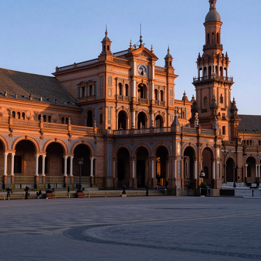 Dawn Light in Seville at First Light Of Dawn in in Seville, Spain