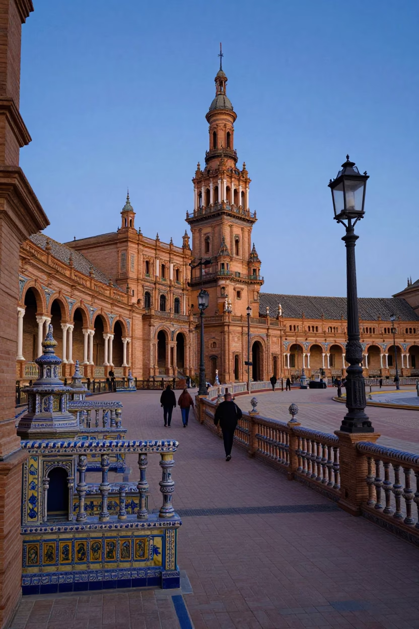 Dawn Light in Seville at Nautical Dawn Light in in Seville, Spain
