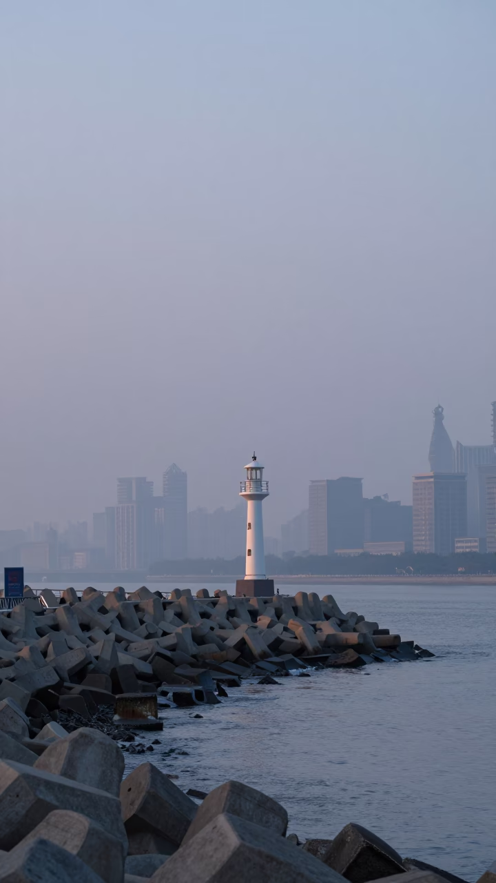 Dawn Light in Shanghai at Nautical Dawn Light in in Shanghai, China