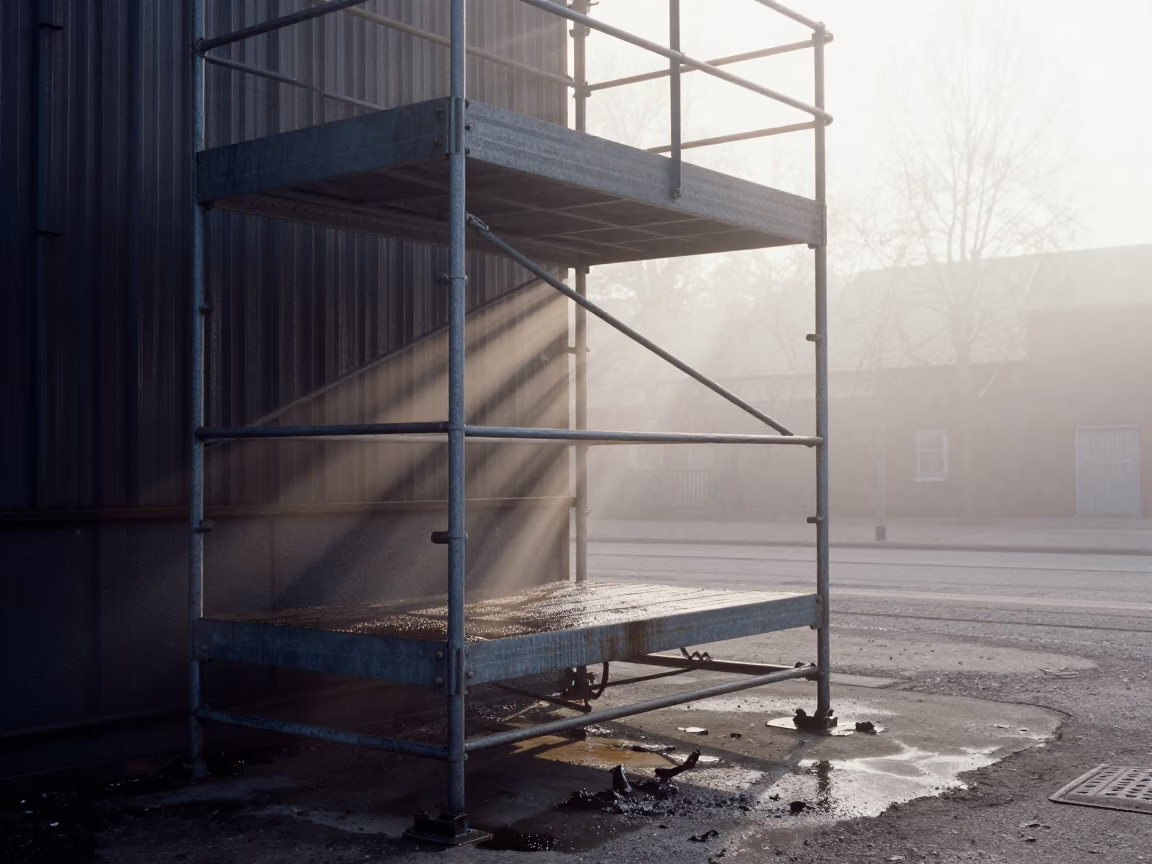 Dawn Light on Industrial Dock Platform in on a scaffold platform near Uppsala