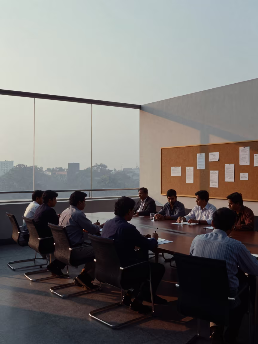 Dawn Light on Kolkata Office Bulletin Wall in inside a conference room in Kolkata