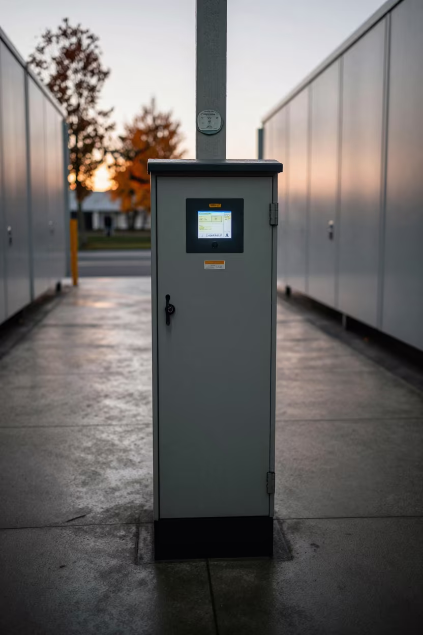 Dawn Light on Logistics Lockbox in Christchurch Bay in inside a chilled distribution bay in Christchurch