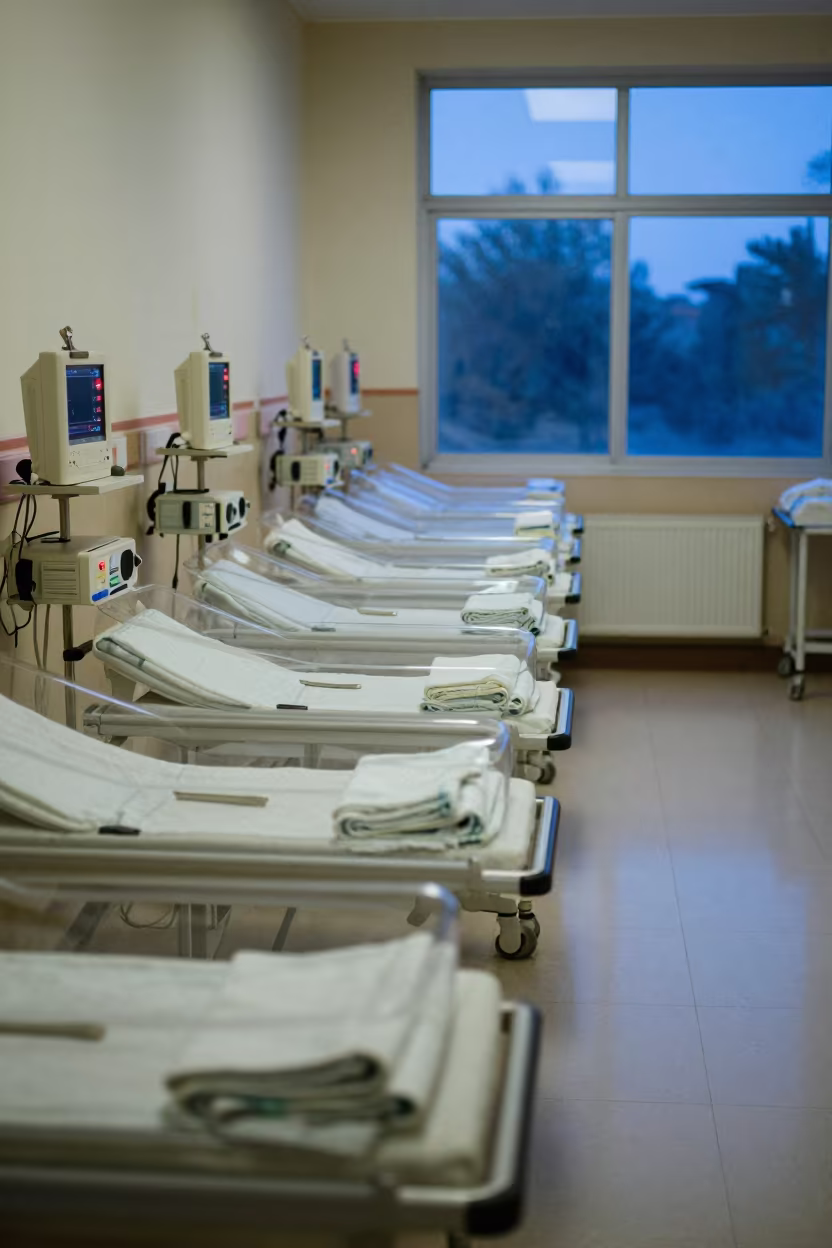 Dawn Light in Maternity Recovery Room Madagascar in inside an imaging suite in Antananarivo