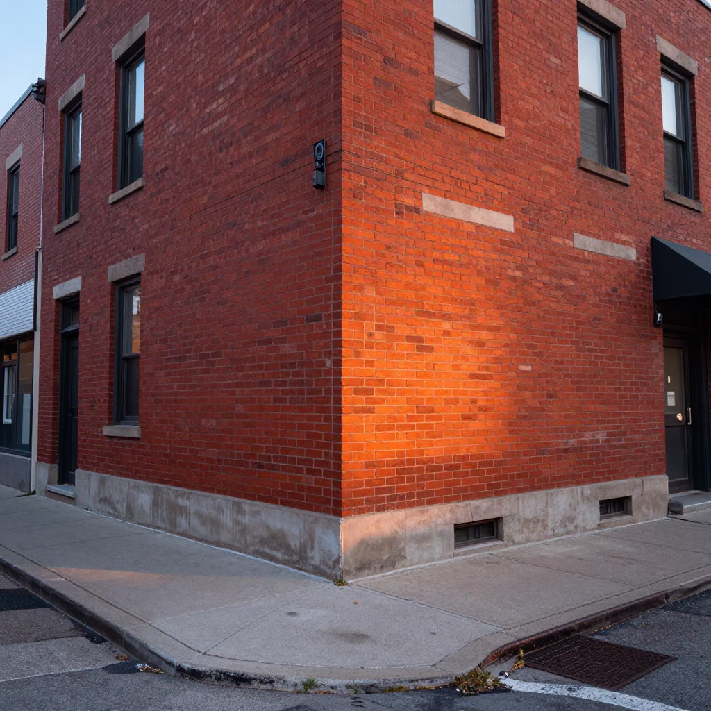 Dawn Light on Brick and Concrete in Toronto Ontario Street Corner in in Toronto, Ontario, Canada