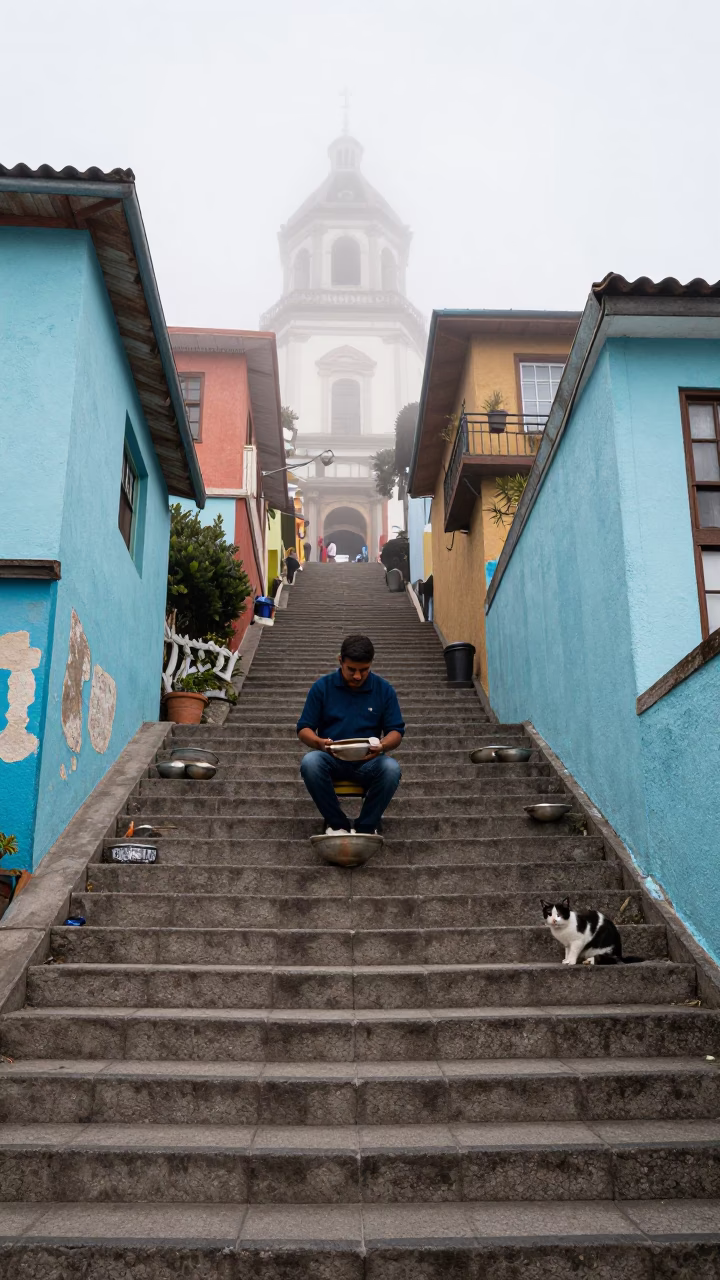 Dawn Light on Cat in in Valparaiso, Chile