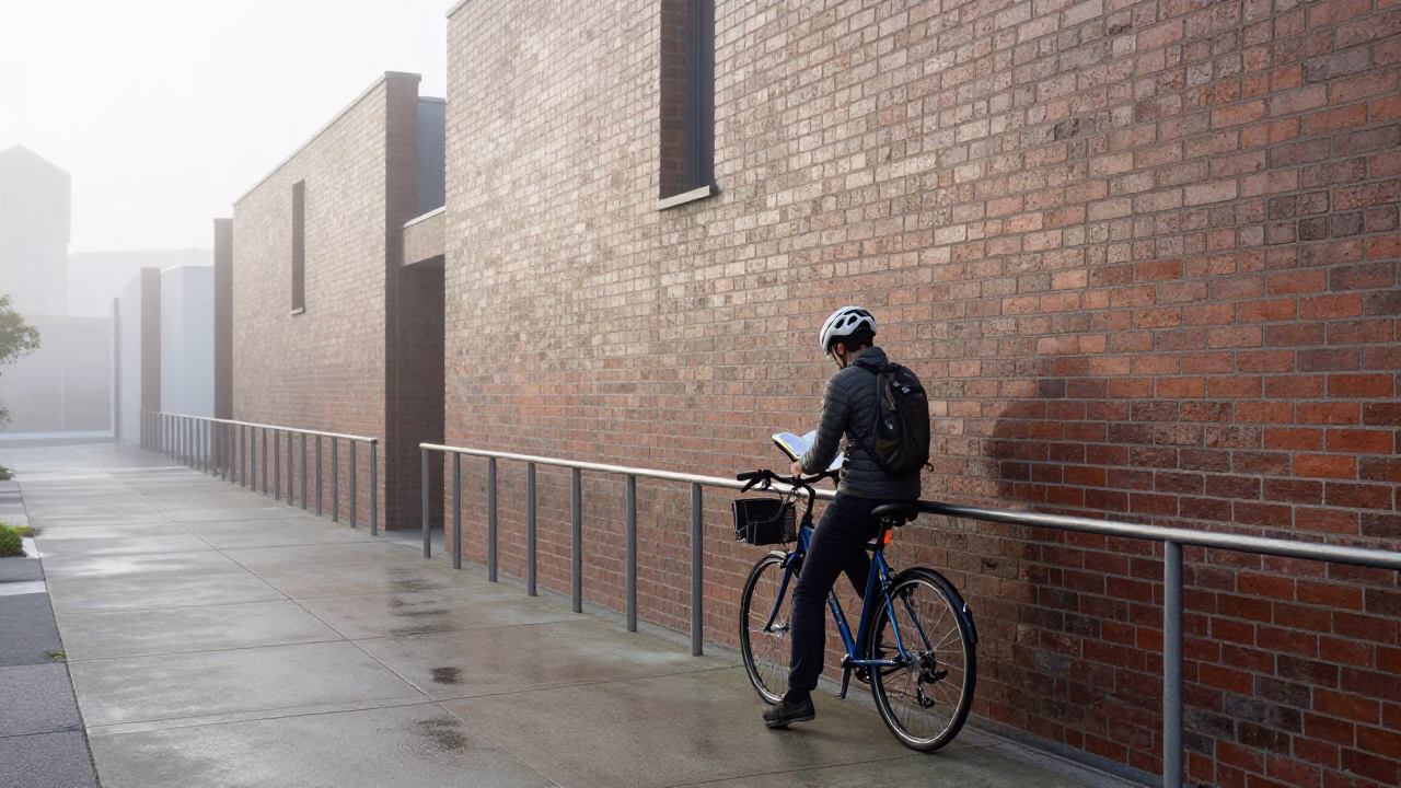 Dawn Light on Cyclist in Christchurch in in Christchurch, New Zealand