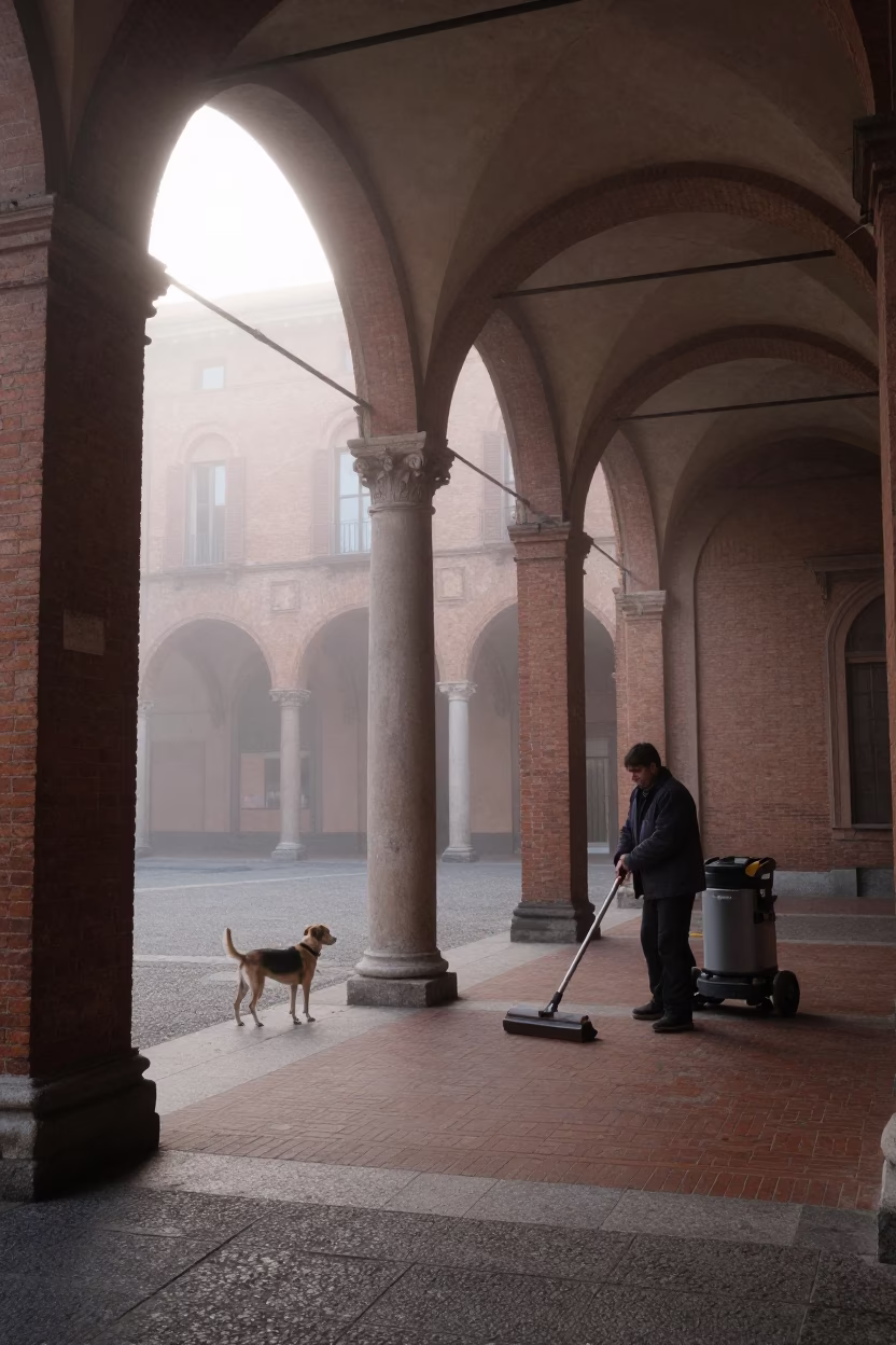 Dawn Light on Dog in in Bologna, Italy