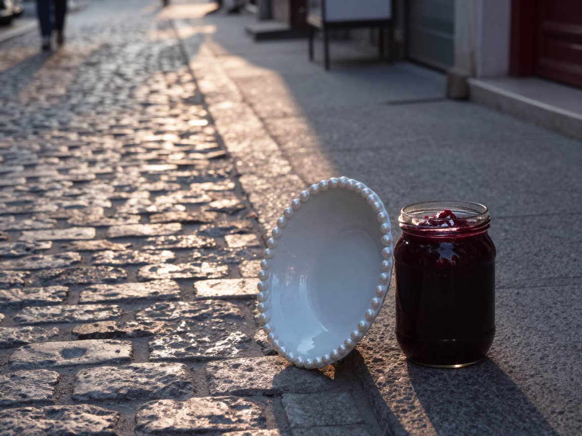 Dawn Light on Istanbul Street Vendor with Pearl Porcelain and Jam Jars in in Istanbul, Turkey