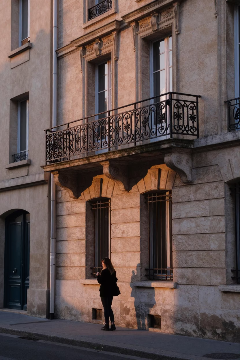 Dawn Light on Lyon Stone Facades with Morning Coffee Steam in in Lyon, France