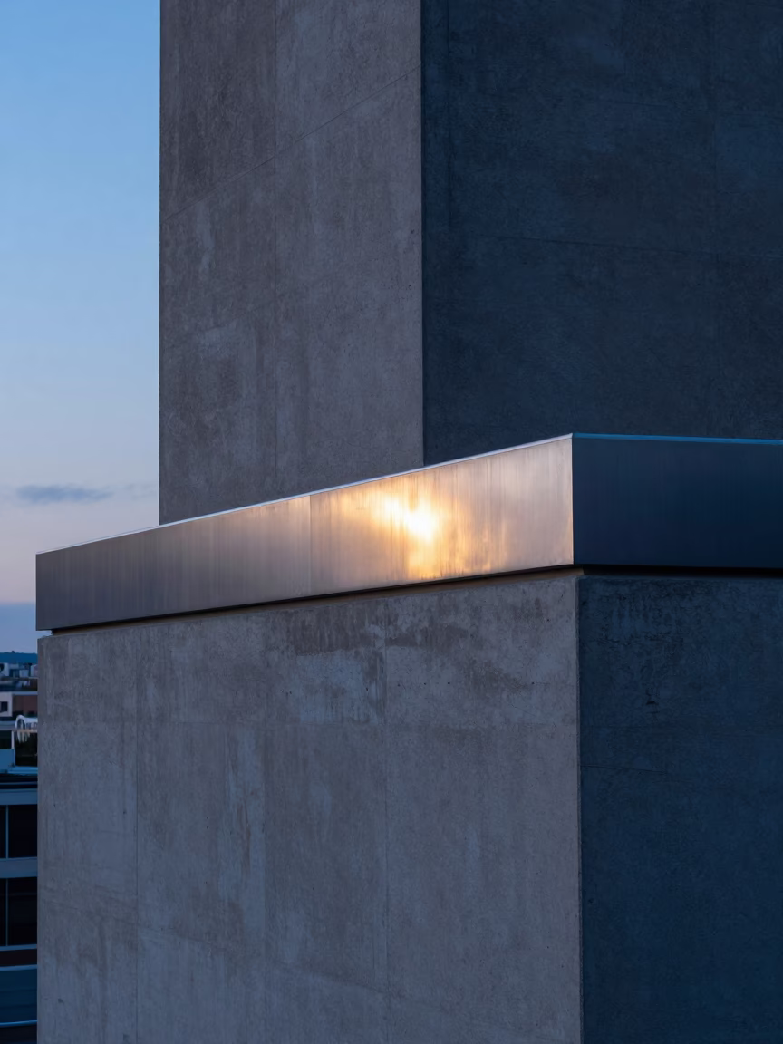 Dawn Light on Marseille Brutalist Concrete Architecture and Steel Details in in Marseille, France