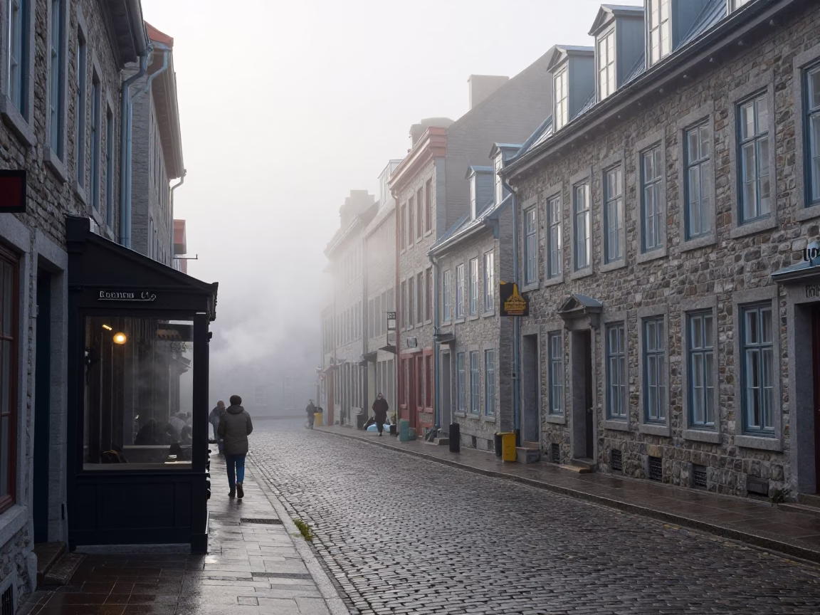 Dawn Light on Street Scene in Quebec City in in Quebec City, Quebec, Canada