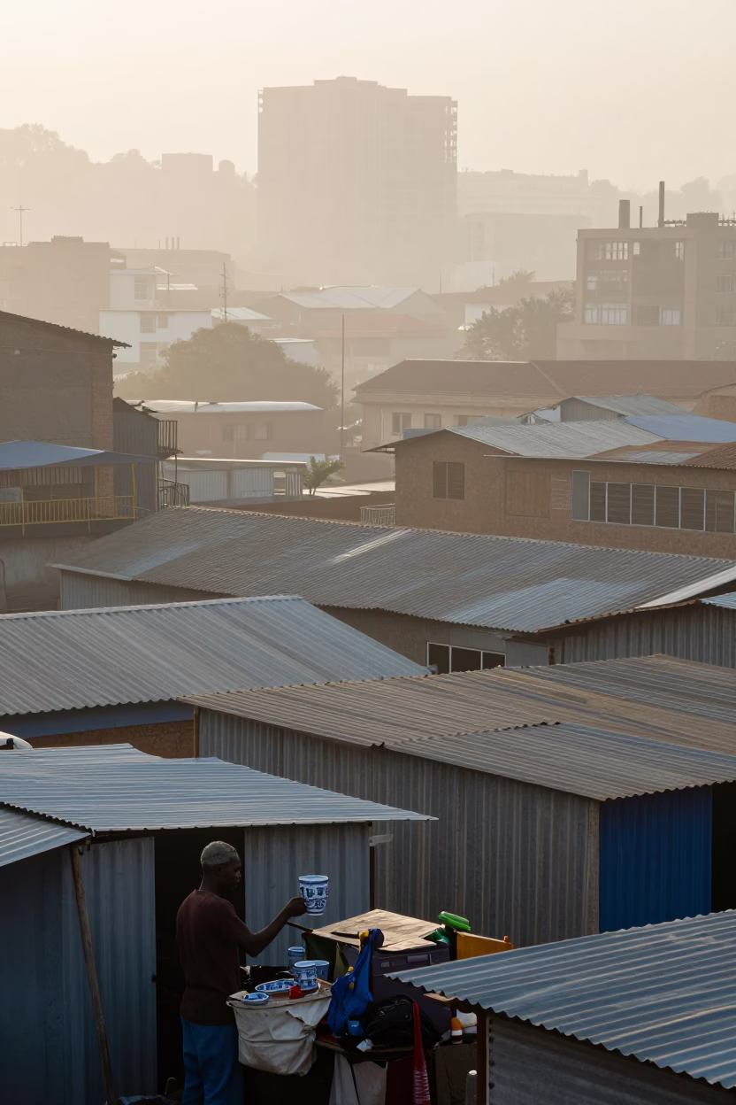 Dawn Light on Street Vendor in Johannesburg in in Johannesburg, South Africa