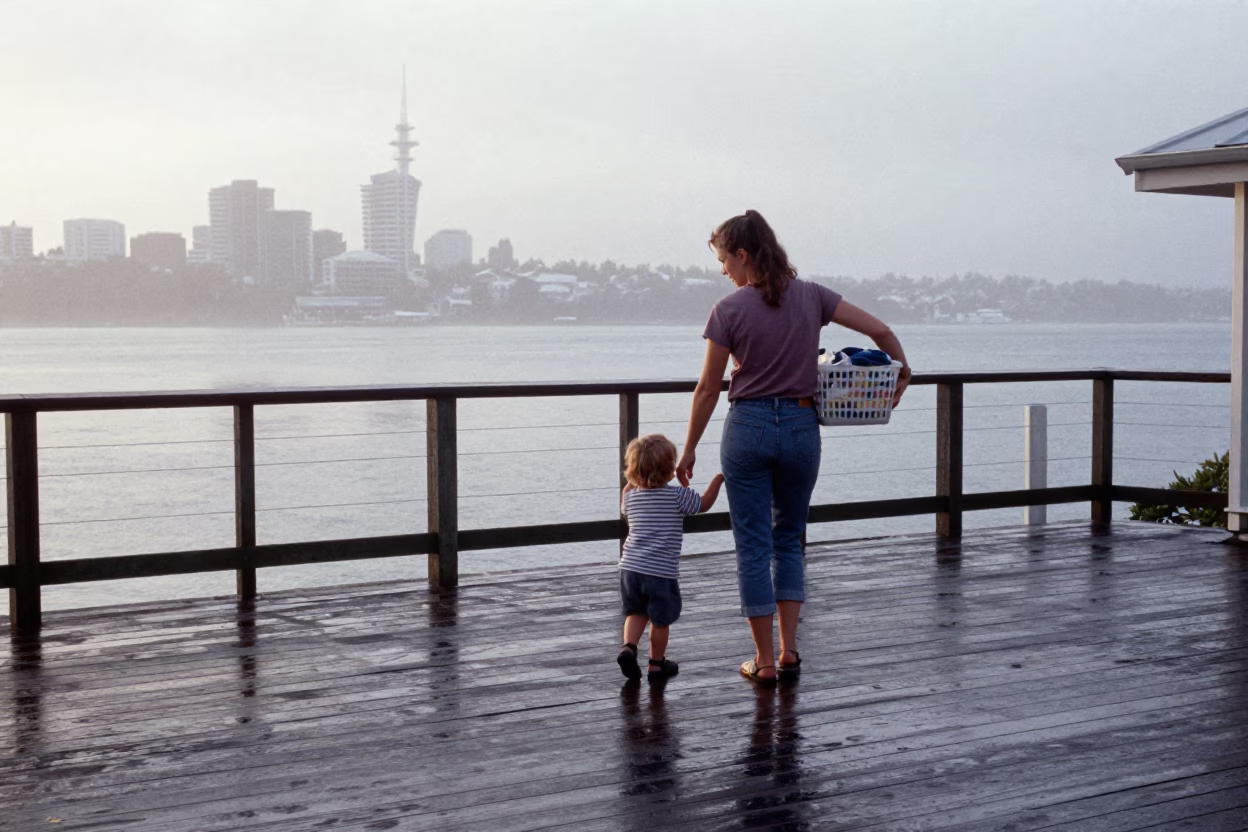Dawn Light on Toddler in Auckland in in Auckland, New Zealand