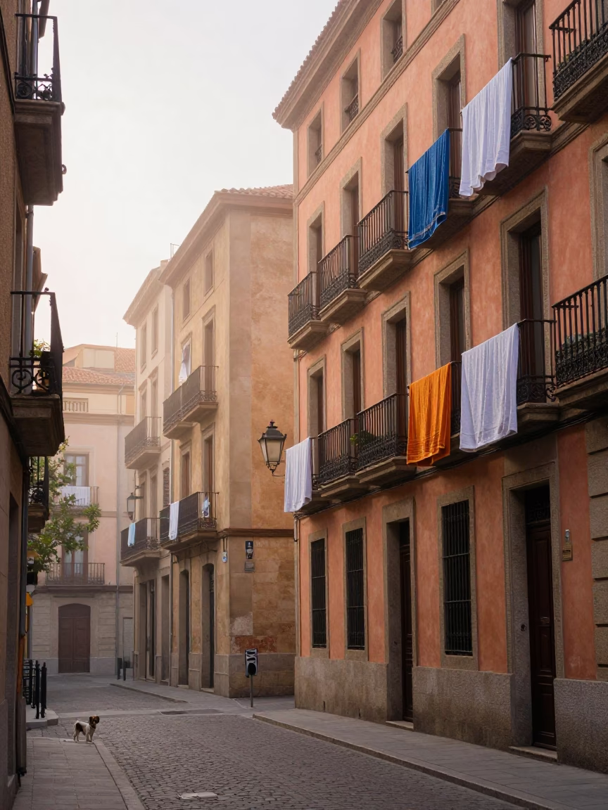 Dawn Light on Towels in Barcelona in in Barcelona, Spain