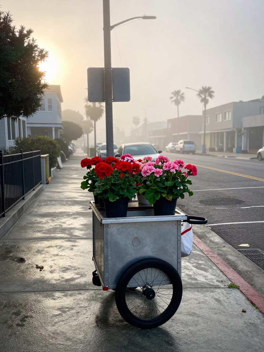 Dawn Light on Vendor Cart in Los Angeles in in Los Angeles, California, United States