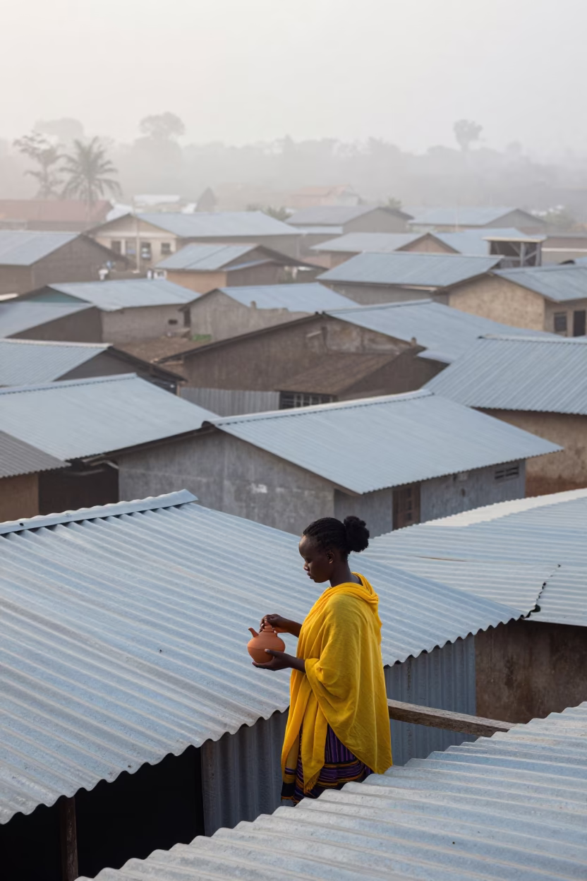 Dawn Light on Woman in in Nairobi, Kenya