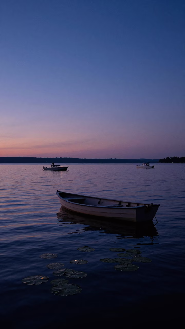 Dawn Light Over Austin Texas Lake Austin Horizon and Boats in in Austin, Texas, United States