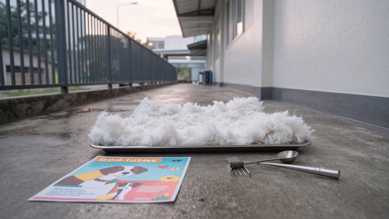 Dawn Light Over Kennel Bedding Bay in Hong Kong in in a boarding kennel corridor near Sheung Wan, Hong Kong