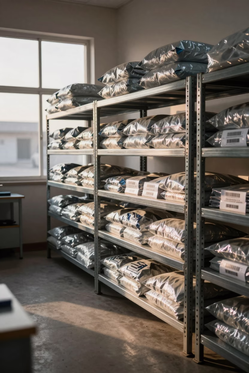 Dawn Light on Parts Shelf After Outbound Cutoff in inside a dispatch office above the dock near Al Diwaniyah