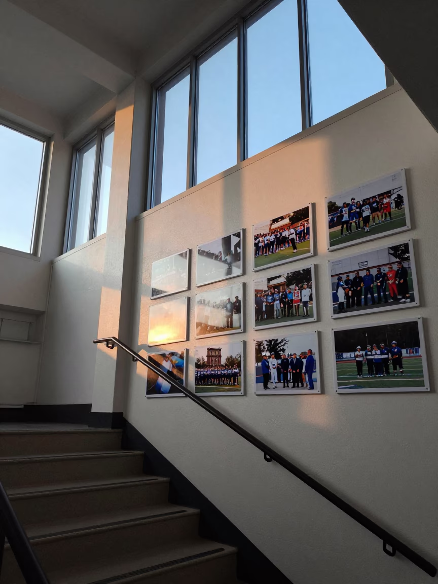 Dawn Light Reflecting on School Staircase Championship Photos in Philadelphia Pennsylvania in in Philadelphia, Pennsylvania, United States
