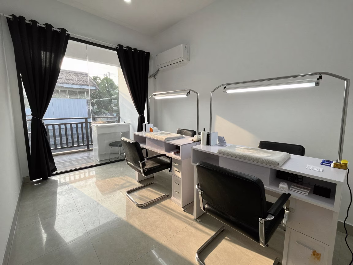 Dawn Light in Semarang Nail Studio Treatment Room in inside a nail studio in Semarang