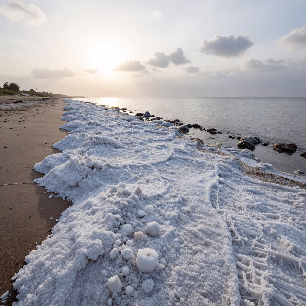 Dawn Light on Sicilian Salt Crystals Shore in along a wave-cut shoreline in Sicily