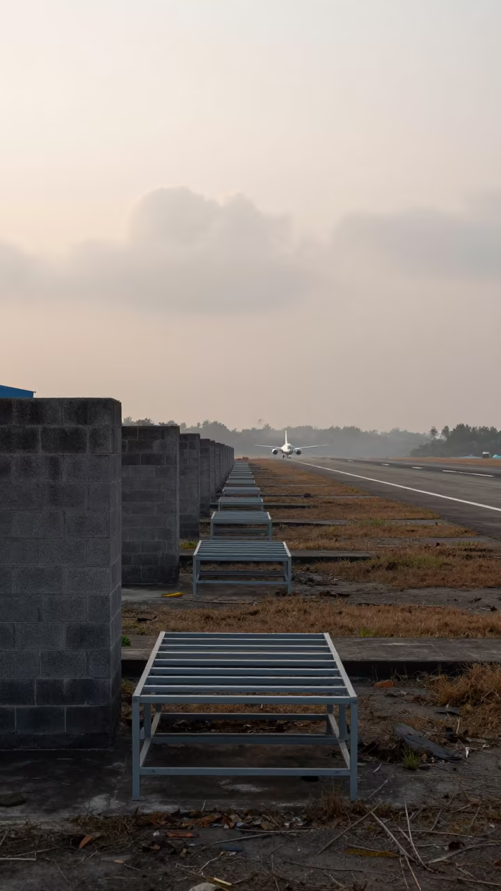 Dawn Light on Sumatra Airbase Form Rack in along an airbase flight line in Sumatra