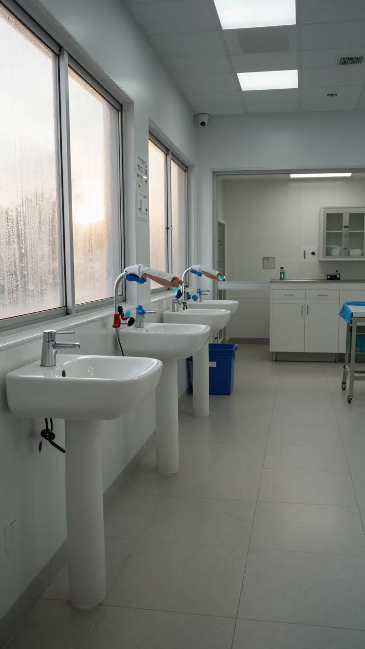 Dawn Light on Surgical Scrub Station in inside an imaging suite near Stellenbosch