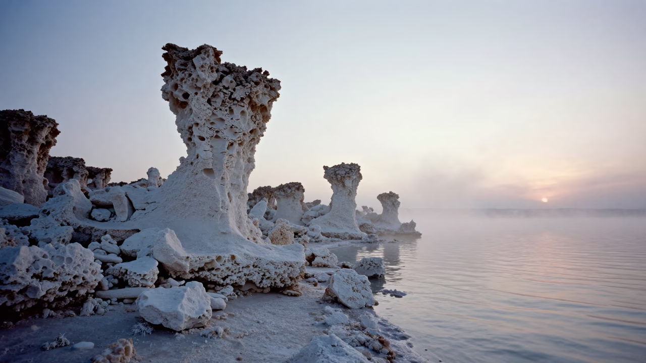 Dawn Light on Utah Tufa Shoreline in along a wave-cut shoreline in Utah