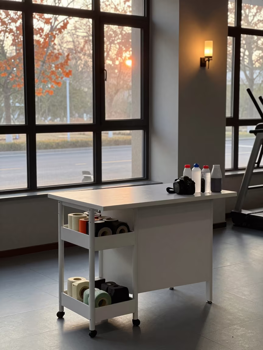 Dawn Light on Wenzhou Gym Taping Caddy in at a gym check-in desk in Wenzhou