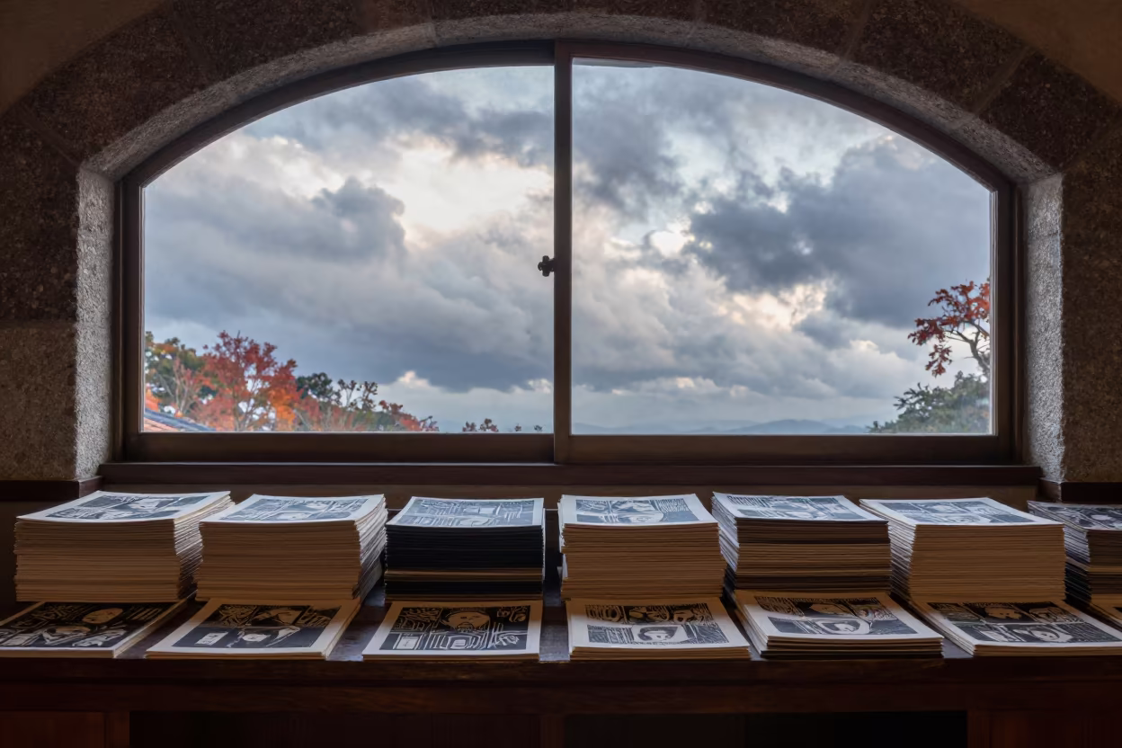 Dawn Light on Woodblock Print Counter in Desouk Hall in in a ceremonial hall in Desouk