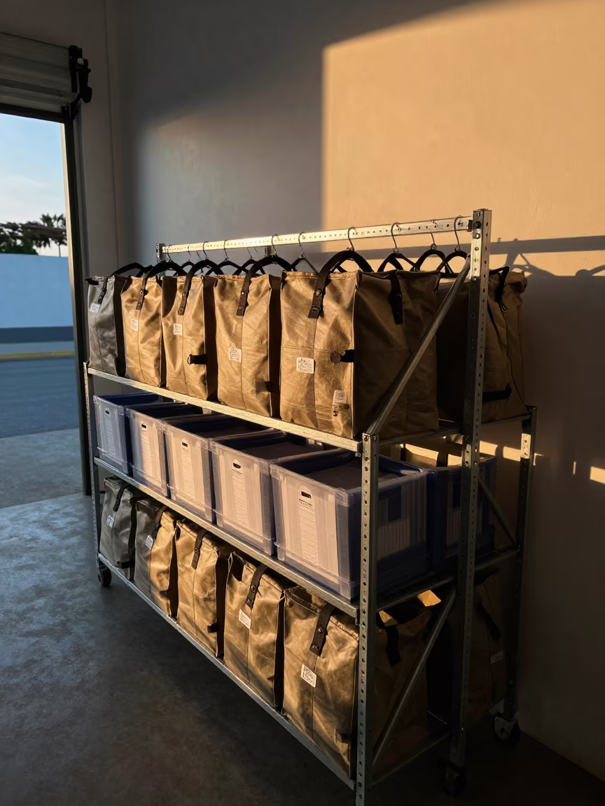 Dawn Logistics Packing Station Maceio Route Bags in at a fulfillment packing station in Maceio