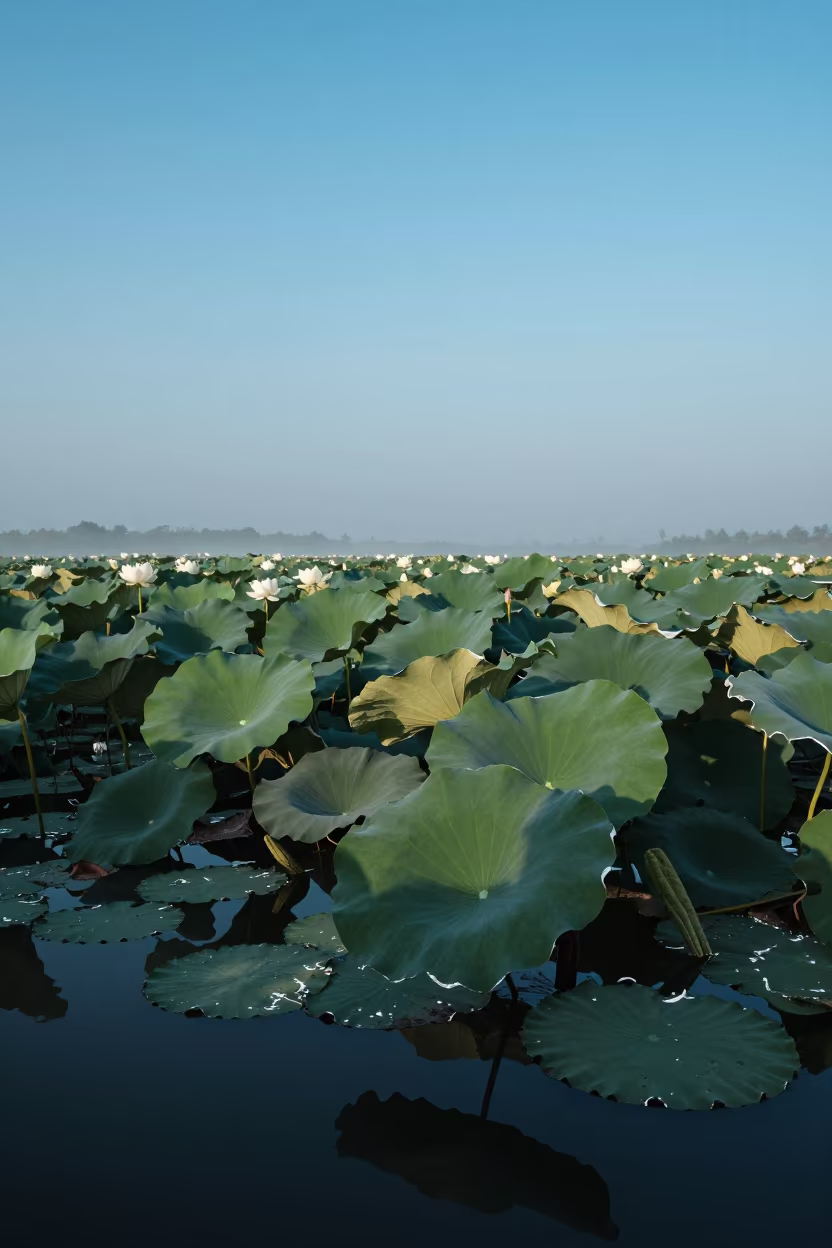 Dawn Lotus Pond Mist Rim Light Vietnam in in Vietnam