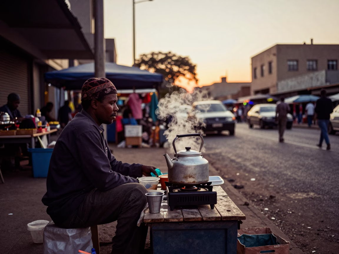 Dawn Market in Johannesburg at The Still Hours Before Dawn Light in in Johannesburg, South Africa
