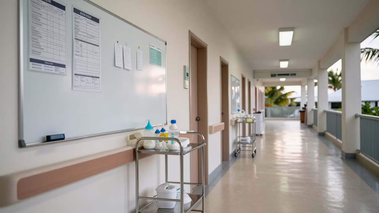 Dawn Maternity Ward Corridor Care Systems in inside a hospital corridor near Victoria Seychelles