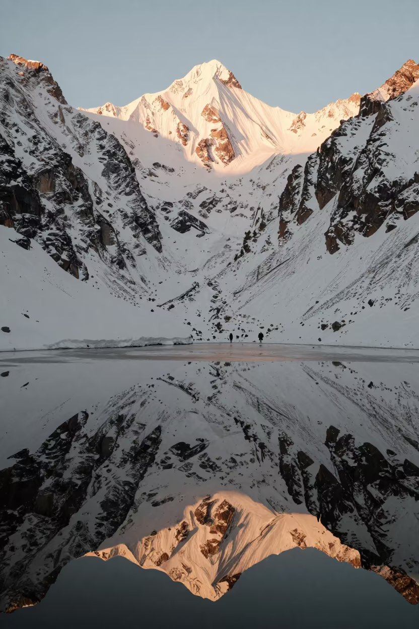 Dawn Mirror Pass Over Kathmandu Valley in at a rocky saddle overlooking a mountain valley near Kathmandu